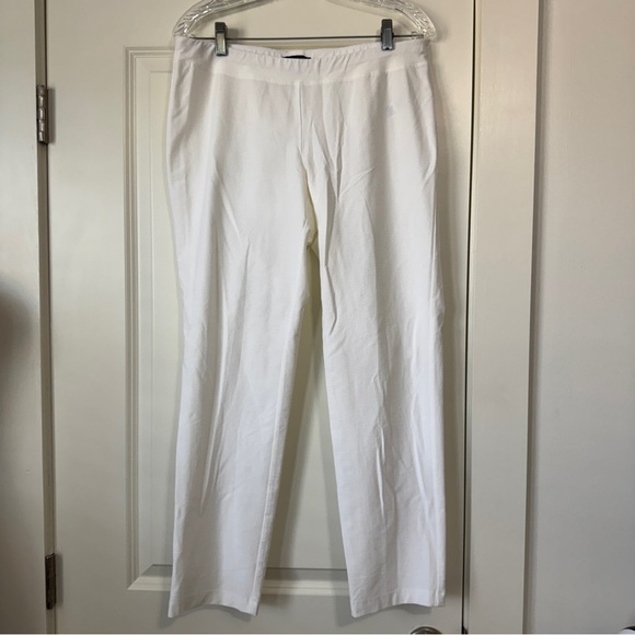 Eileen Fisher Medium White Straight Leg Pants ~ Viscose Stretch Lightweight - Picture 2 of 8